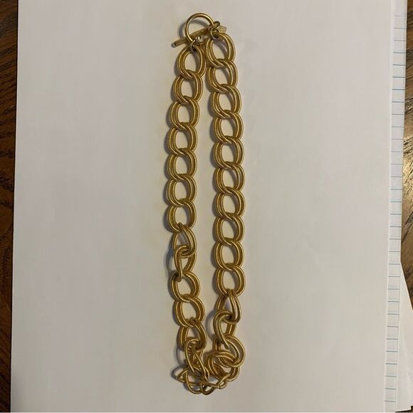 Vintage 80s Anne Klein double chain rope Chunky Gold-tone necklace choker 16” - Picture 4 of 8
